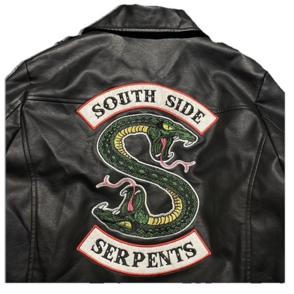 RIVERDALE Southside Serpents Black Motorcycle Jacket Medium Biker Faux Leather‎